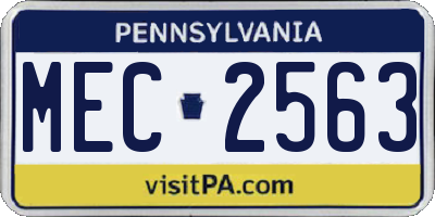 PA license plate MEC2563
