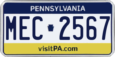 PA license plate MEC2567