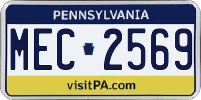 PA license plate MEC2569