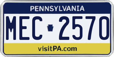 PA license plate MEC2570