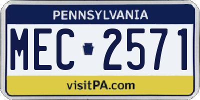 PA license plate MEC2571