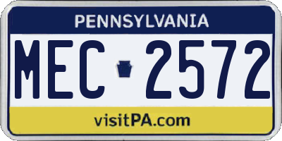 PA license plate MEC2572