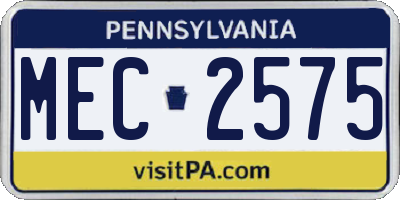 PA license plate MEC2575
