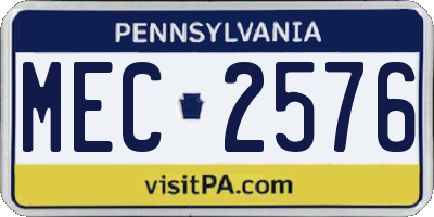 PA license plate MEC2576
