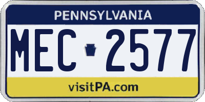PA license plate MEC2577