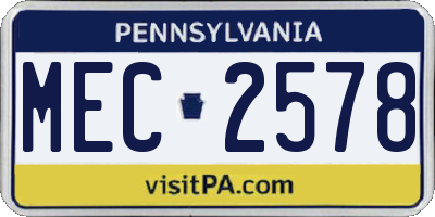 PA license plate MEC2578