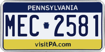 PA license plate MEC2581