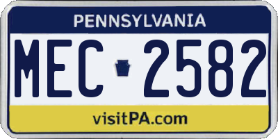 PA license plate MEC2582