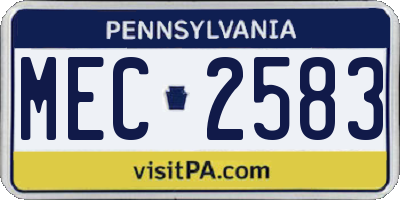 PA license plate MEC2583