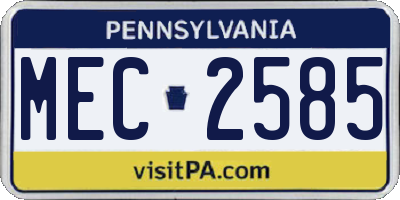 PA license plate MEC2585