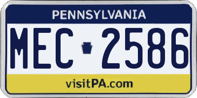 PA license plate MEC2586