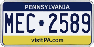PA license plate MEC2589
