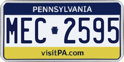 PA license plate MEC2595