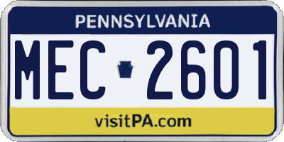 PA license plate MEC2601