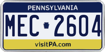 PA license plate MEC2604