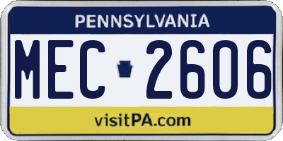 PA license plate MEC2606
