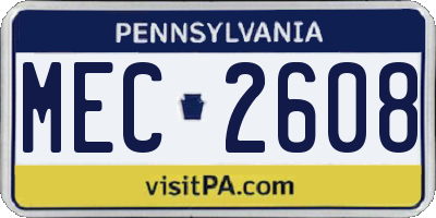 PA license plate MEC2608