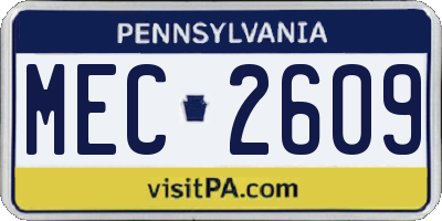 PA license plate MEC2609