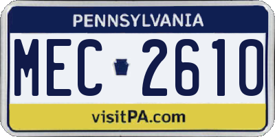 PA license plate MEC2610