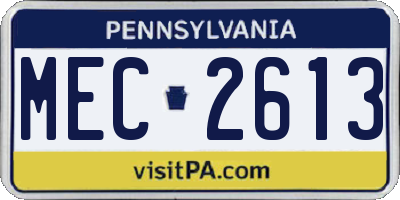 PA license plate MEC2613