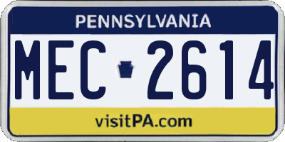 PA license plate MEC2614