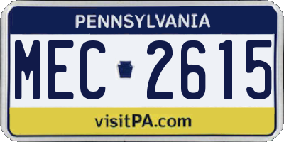 PA license plate MEC2615