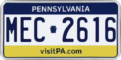 PA license plate MEC2616