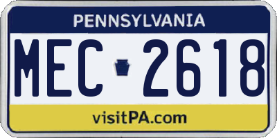 PA license plate MEC2618