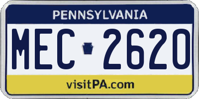 PA license plate MEC2620