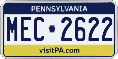 PA license plate MEC2622