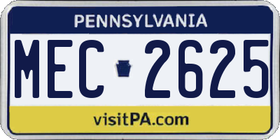 PA license plate MEC2625