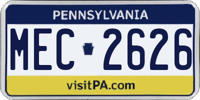 PA license plate MEC2626
