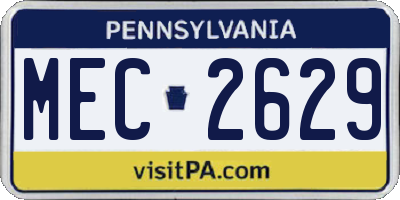 PA license plate MEC2629