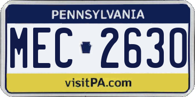 PA license plate MEC2630