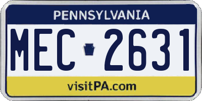 PA license plate MEC2631