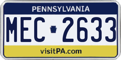 PA license plate MEC2633