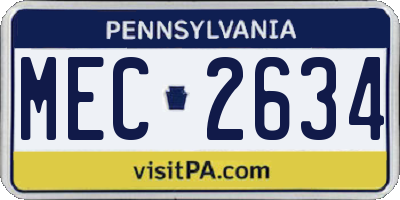 PA license plate MEC2634