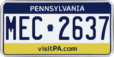PA license plate MEC2637