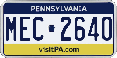 PA license plate MEC2640