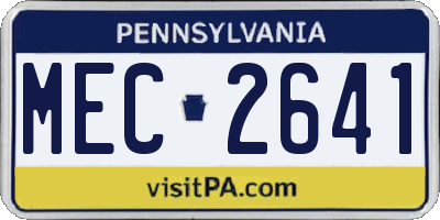 PA license plate MEC2641