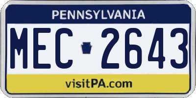 PA license plate MEC2643