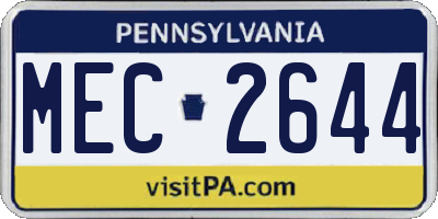 PA license plate MEC2644