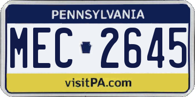 PA license plate MEC2645