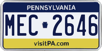 PA license plate MEC2646