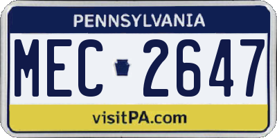 PA license plate MEC2647