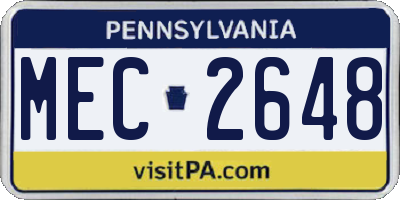 PA license plate MEC2648