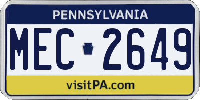 PA license plate MEC2649