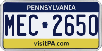 PA license plate MEC2650