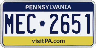 PA license plate MEC2651