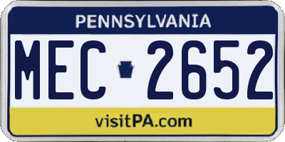 PA license plate MEC2652